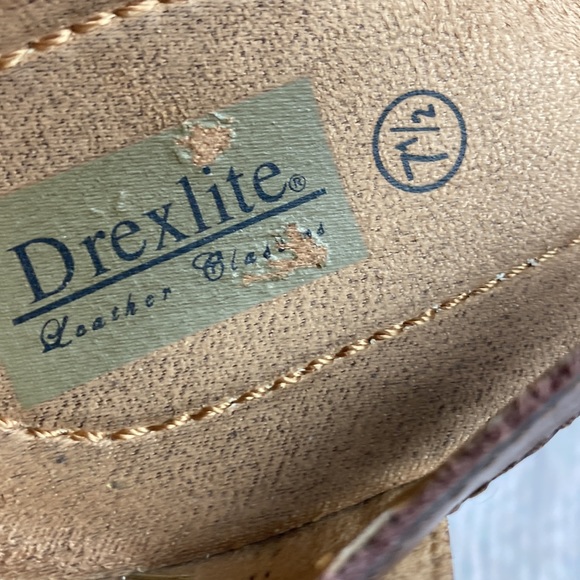 DREXLITE LEATHER CLASSIC Brown Red Green Leather Sandal Flats - Picture 12 of 17